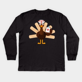 Thanksgiving nurse turkey Kids Long Sleeve T-Shirt